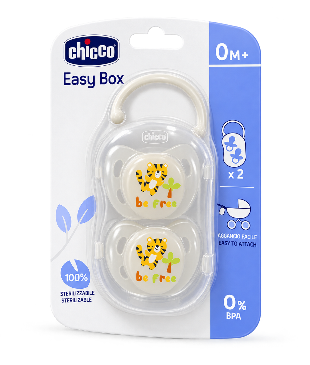 Lot de deux sucettes Easy Box 0 mois et plus Chicco